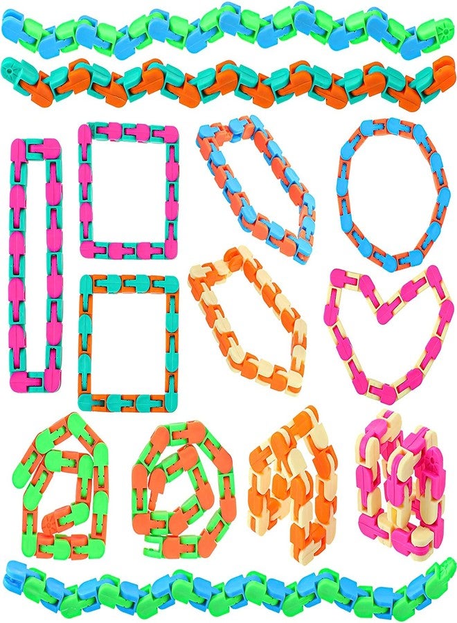 PULSBERY Toys 24 Links Wacky Tracks Fidget Toys,Click Snap Finger Sensory Toys,Snake Puzzles for Kids,Building Block for Kids(Multicolor) (Pack of 3) - Image 1